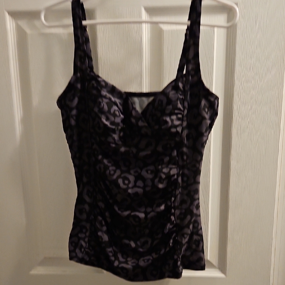Black And Gray Leopard Tankini Women's Top Size XL